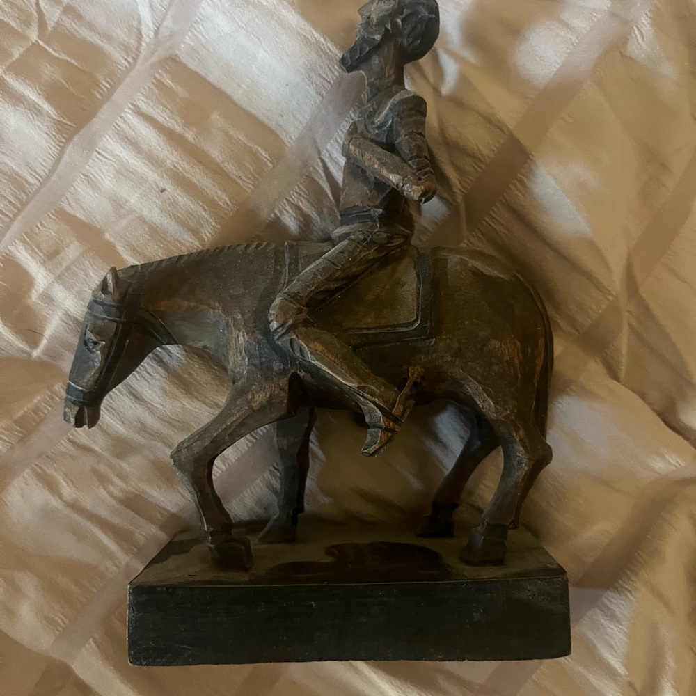 Handcrafted Brown Horse Rider Sculpture